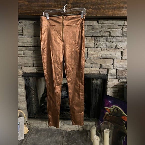 Bronze leather “look”‎ pants. NWOT - Picture 1 of 3